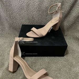 INC International Concepts Women's blush Nude Block Heel Sandals